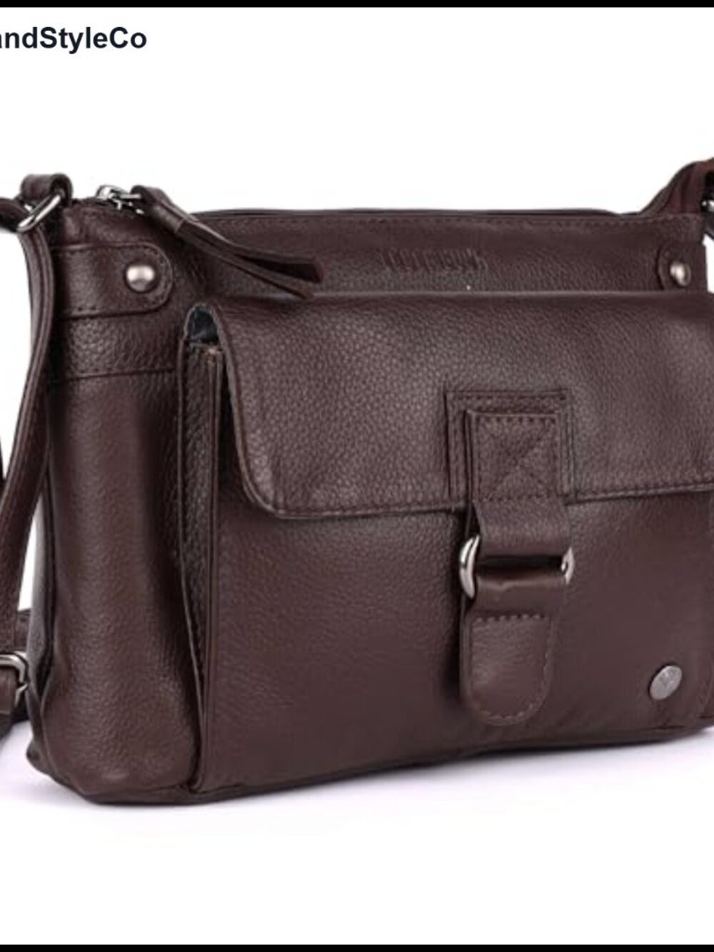 Small Genuine Leather Crossbody Bag with Adjustable Strap and Multiple Pockets